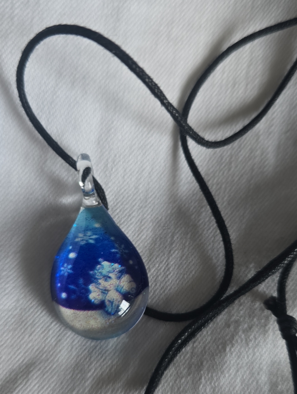 Pokemon Alolan Vulpix Blue Teardrop Glass Pendant Necklace - Women Jewelry